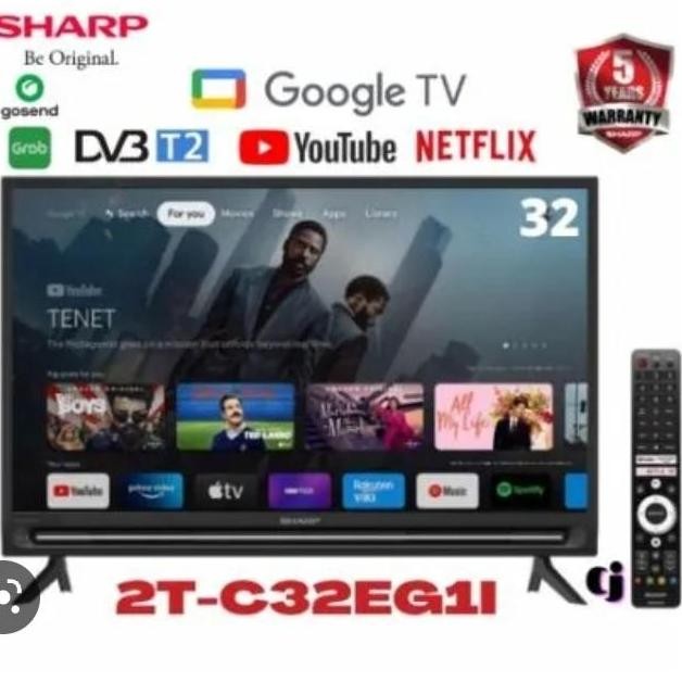 TV LED SHARP AQUOS 32 INCH GOOGLE TV ANDROID TV SMART TV DIGITAL 2T-C32GH3000i C32GH3000i 32GH3000i 