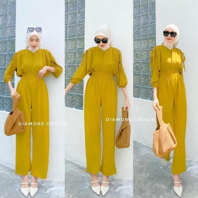 YSN Diamore Grosir One Set Viola Crinkle Airflow Setelan Wanita