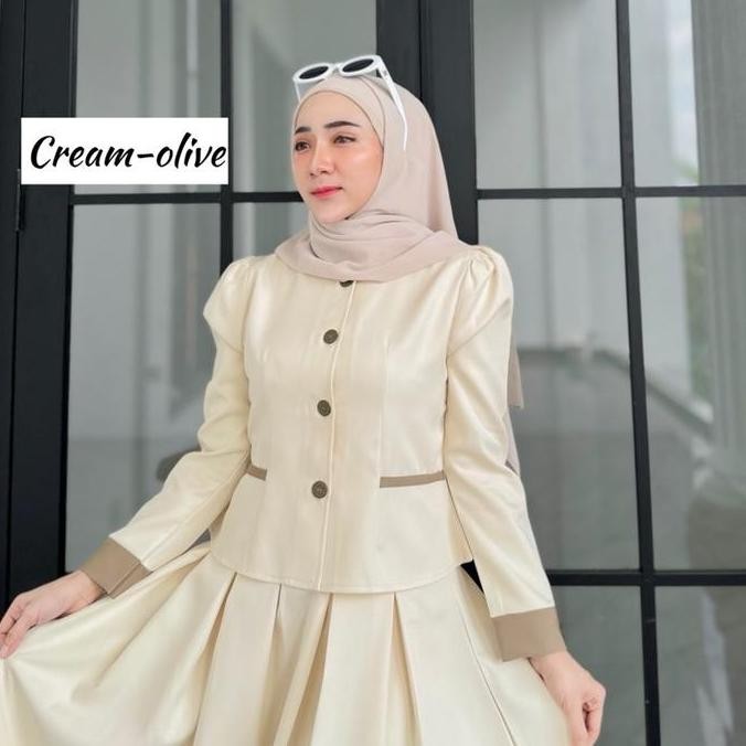 YSN setelan one set muslim wanita kekinian korean style hijab ootd rok dan blazer raisha nada gisell