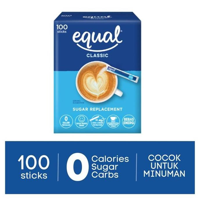 

Baru Equal Classic Sweetener 100 Sticks Pemanis Tanpa Kalori Praktis