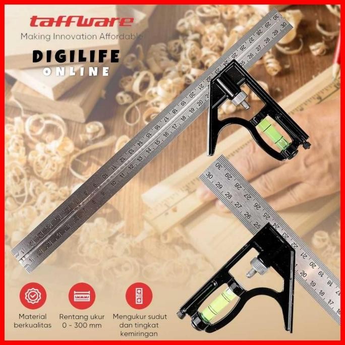 

Mistar Penggaris Siku Meter Tukang Angle Square Multifungsi Taffware Alat Stainless