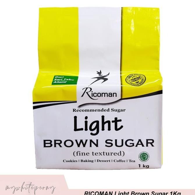 

Baru Ricoman Light Brown Sugar Gula Tebu 1kg - Gula Coklat Halus