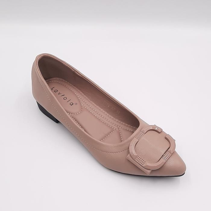 Uw Laviola 3176 Lst - Sepatu Pantofel Kerja Wanita Black Dan Apricot Shoes Flat Hitam