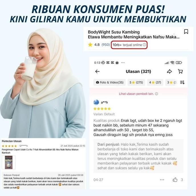 

Promo Susu Etawa Bodywight Paket 3 Box Teman Harian Buat Nafsu Makan & Bantu Isi Otot - Kemasan 250Gr