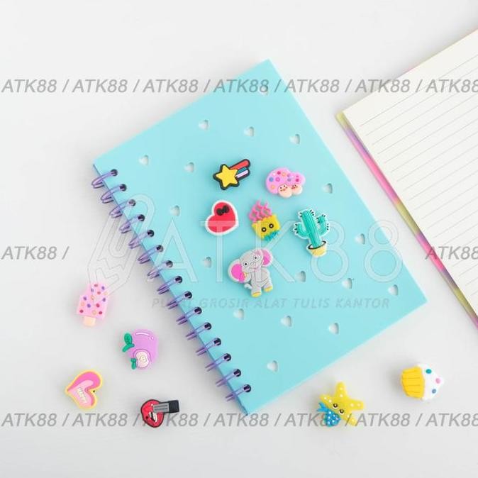 

Tersedia Notebook Buku Catatan Spiral Ring Silicon Jibbitz DIY Diary Jurnal