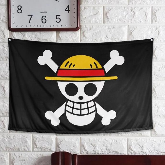 Nazhifa Printing - Bendera One Piece - Poster Kain Bendera One Piece, Luffy Jolly Roger Untuk Pengge