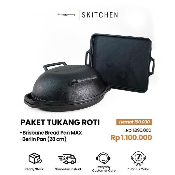 TERMURAH - SKITCHEN Cast Iron Paket Tukang Roti - Alat Panggangan Roti Sourdough, Isi 2 Lebih Hemat