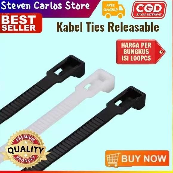 

Diskon! Kabel Ties Releasable 35cm x 7.2mm Buka Pasang Serbaguna Isi 100 pcs