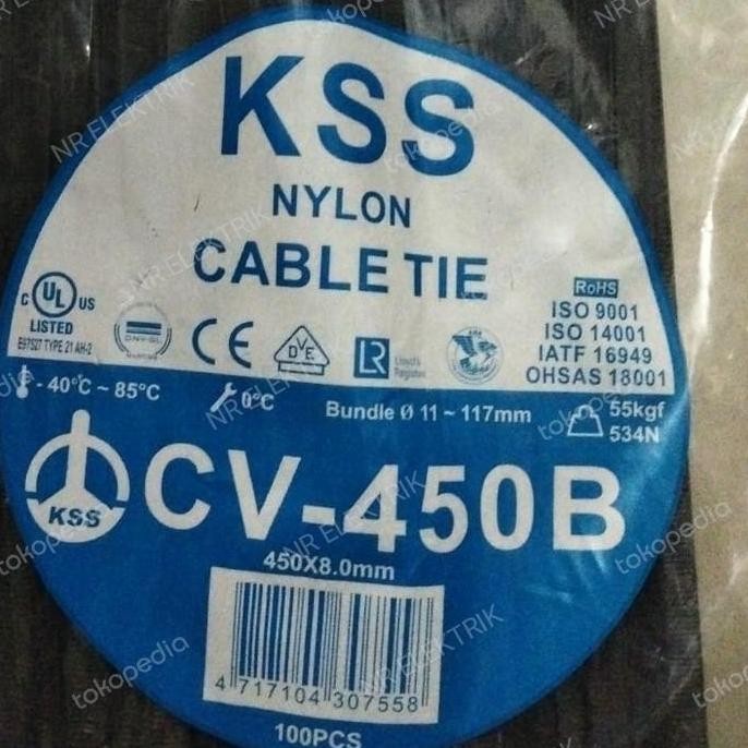 

Diskon! Kabel Ties KSS CV-450 Hitam 45cm x 8mm | 1 Pack Isi 100pcs Cable Tie Kuat