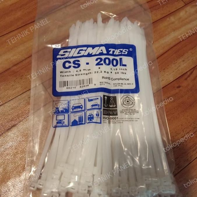 

Diskon! Kabel Ties SIGMA CS-200L 20cm x 4.8mm Putih Nylon Cable Tie Insulok 100pcs