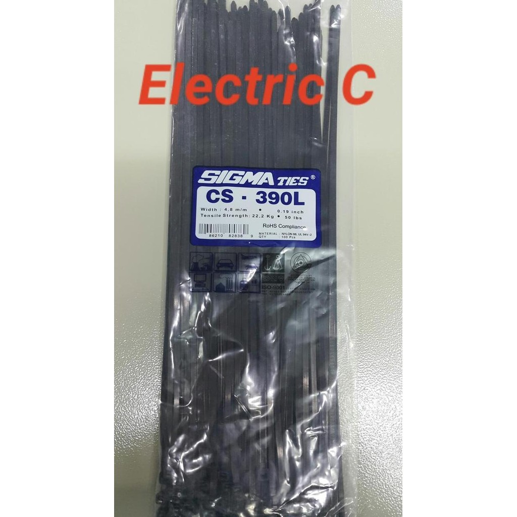 

Diskon! Kabel Ties Sigma CS390L 39cm x 4.8mm Hitam Tahan Tarik - 100pcs