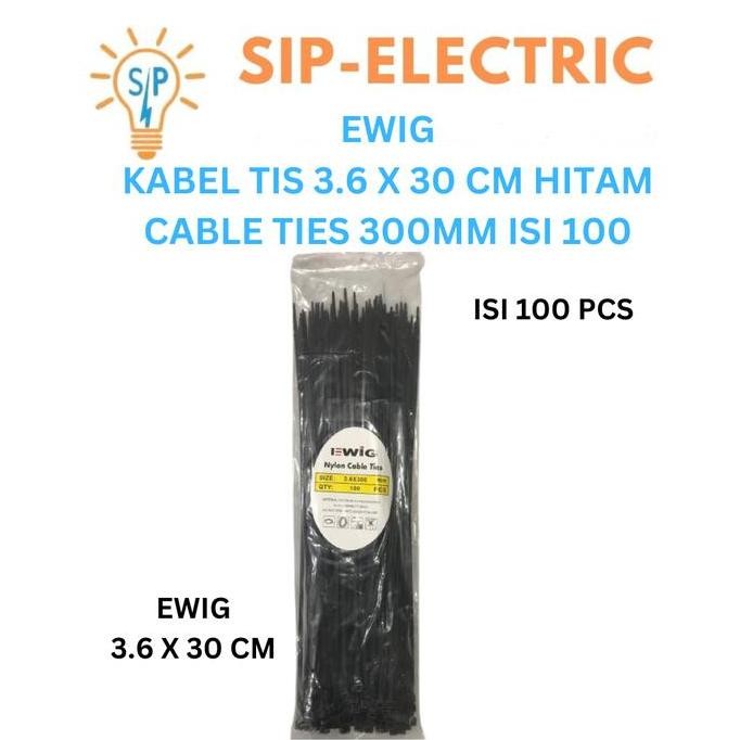 

Diskon! EWIG Cable Ties 3.6 x 30cm Hitam - Tali Kabel 300mm Isi 100pcs