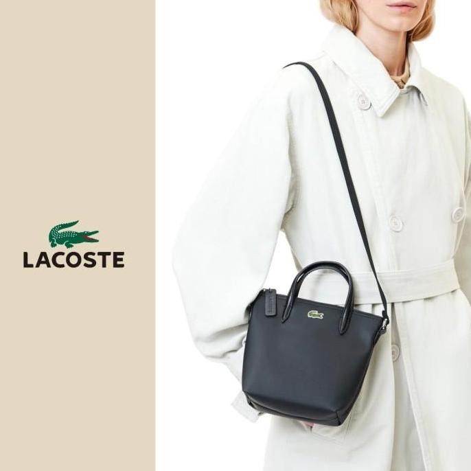 Lacoste L.12.12 Concept Petit Pique Coated Canvas Mini Women Tote Bag - Tan