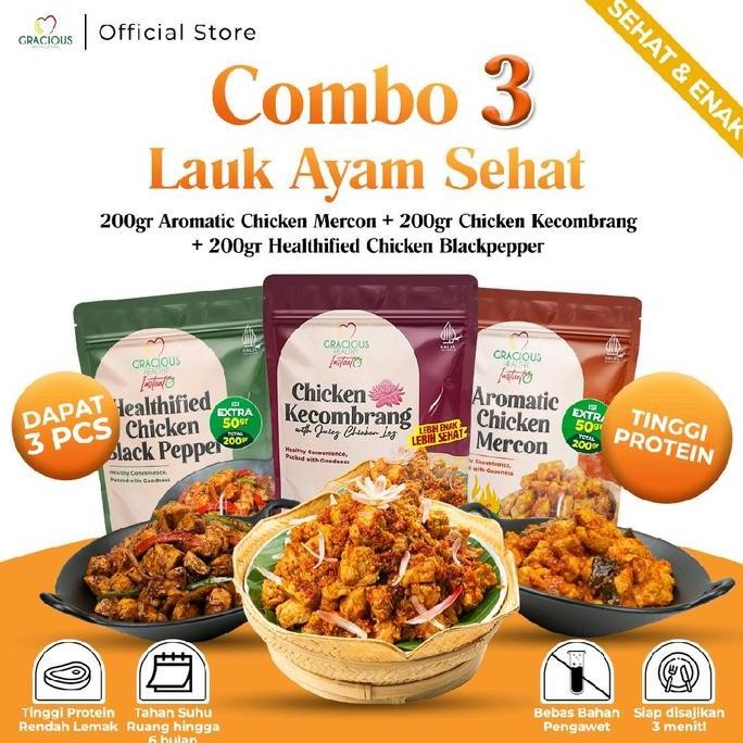 

COMBO 3 LAUK AYAM SEHAT | Aromatic Chicken Mercon + Chicken Kecombrang + Healthified Chicken Blackpepper |