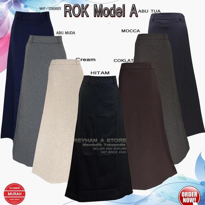 Rok Kerja Panjang Hitam A Bahan Formal Kantor / Rok panjang Bentuk A