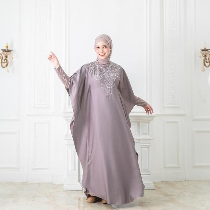(Allthebest) NOURA Marrakesh Kaftan  Satin Silk Payet Panjang  Pesta Muslim