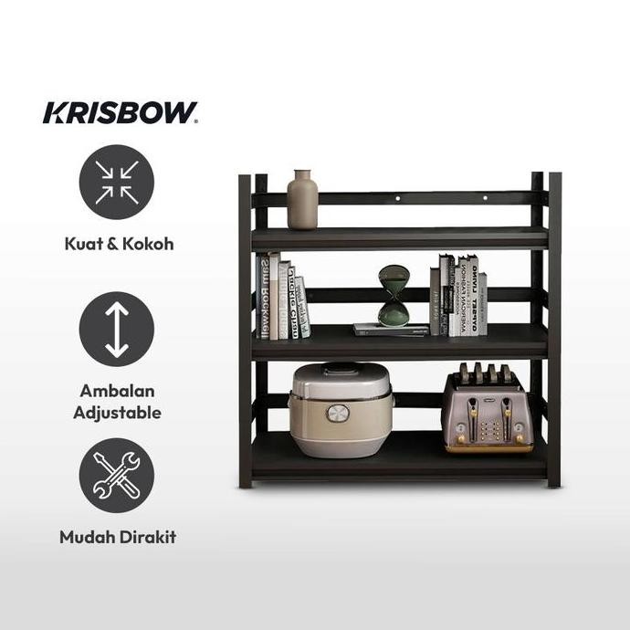 Krisbow Rak Besi 3 Tingkat Dengan Roda - Hitam
