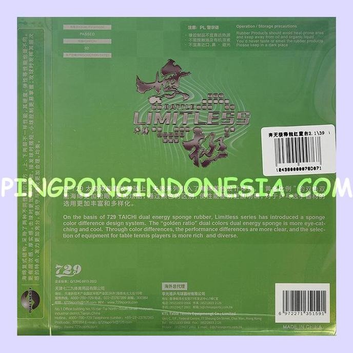 729 Battle Limitless Green - Karet Bet Pingpong Friendship 2 RITC Rubber Tenis Meja Bat KTL Blue Cre
