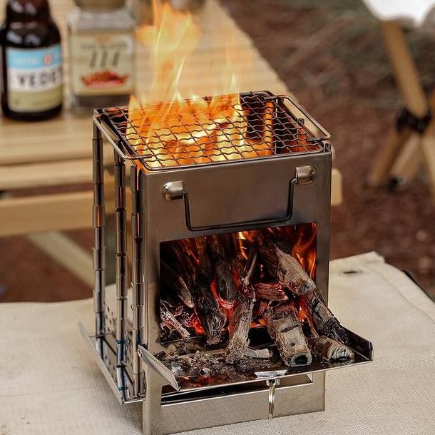 Bbq Stove Kayu Bakar Kompor Api Portable Camping Firewood Stove