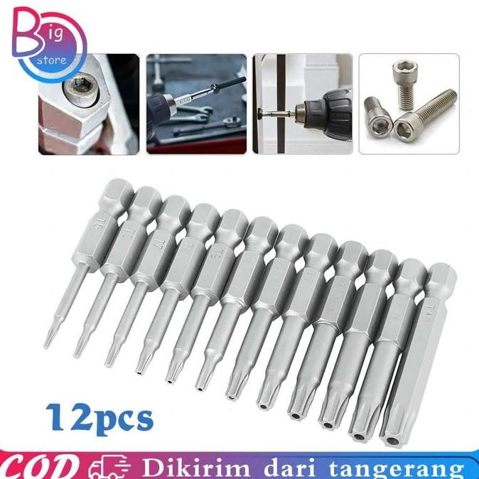 Mata Obeng Torx 12Pcs Mata Obeng Kunci Bintang Hex Torx T5-T40 Obeng Bintang Set Untuk Alat Pertukan