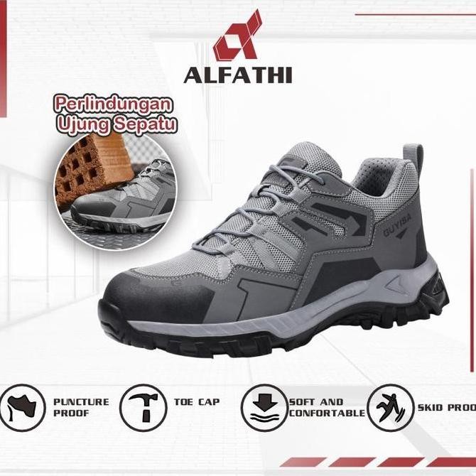 Alfathi Sepatu Safety Sneakers Ori By Guyisa Metal Grey New Stok