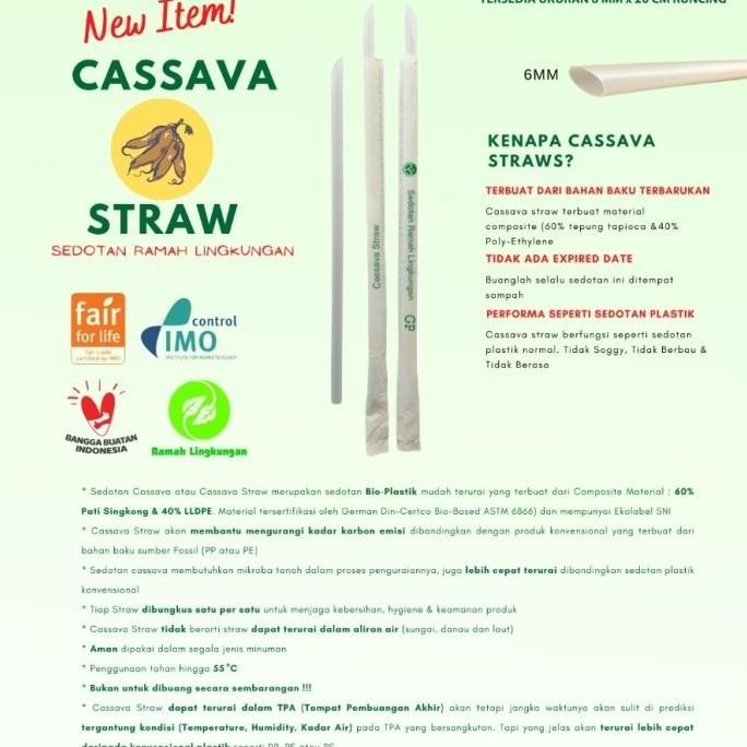(Allthebest) Cassava Straw/Sedotan Cassava Runcing 6mmx20cm Wrap Paper