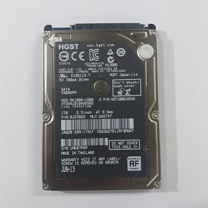 Hard Disk Hd Hdd Hardisk Harddisk Hgst 1Tb 7200Rpm 2.5Inch Sata 6.0Gb/S Second Ori Co