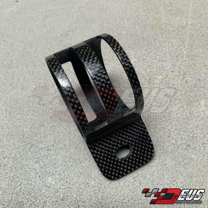 (Allthebest) Klem Knalpot 2 tak Carbon Fiber / Bracket Dudukan Silencer 2T 2tak