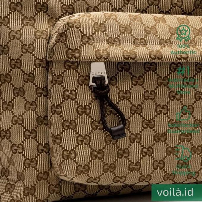 Grosir Voilaid Gucci Gg Original Canvas Large Tote Bag Beige Ebony