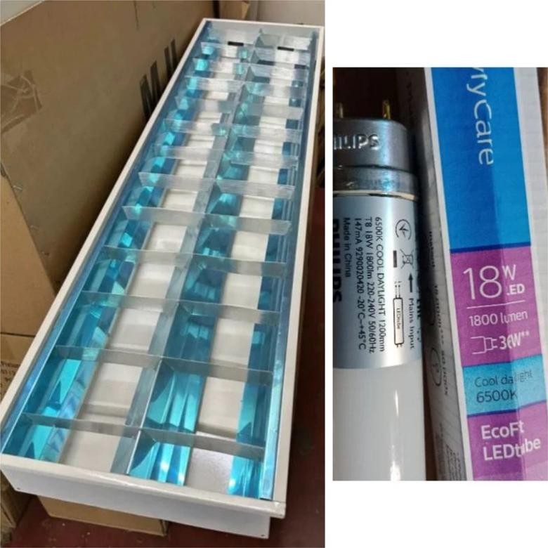 Terlaris Kap Lampu Rm 2X36 2X18 Watt Komplit Set Led Philips 2X18W Kap Rmi Komplit Led 18 Watt Phili