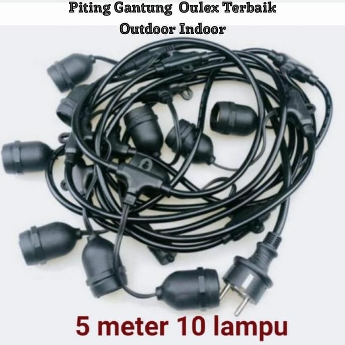 Fiting Lampu Gantung Oulex 5 Meter 10 Lampu / Waterproof / Anti Air