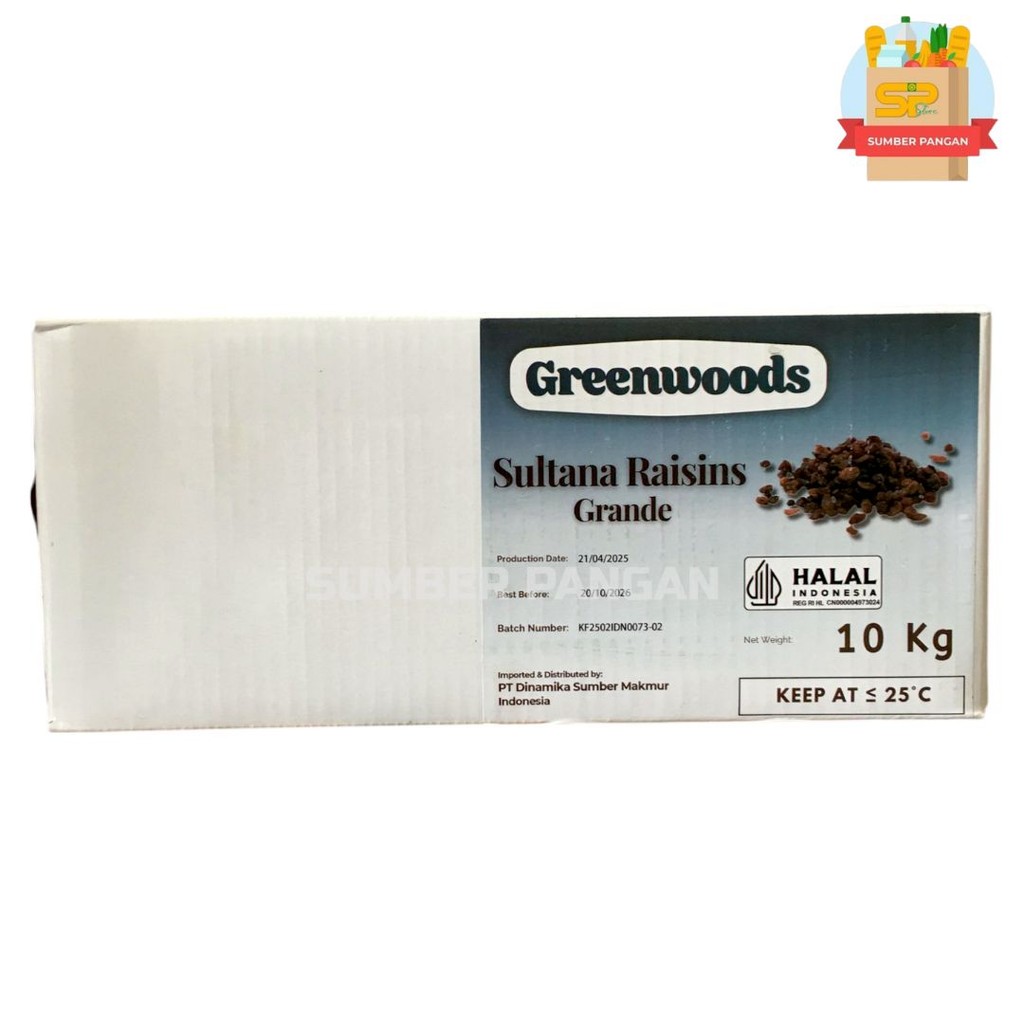 

Green Woods Sultana Raisins 10 kg/ Kismis Sultana 1 dus 10 kg/Kismis