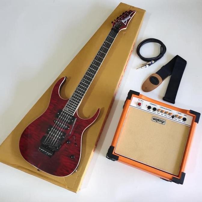 Terbaru Paket Gitar Ibanez Premium Merah Lengkap dengan Amplifier, Kabel Jack & Strap
