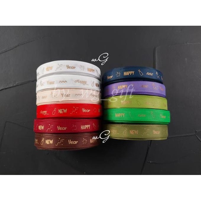 

Baru Pita Happy New Year Warna Campur - Lebar 1.2cm Panjang 20 Yard - Pita Tahun Baru