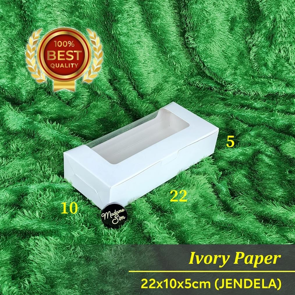 

BOX IVORY - DUS KUE - KOTAK BROWNIES SPIKOE BOLEN 22x10x5 - JENDELA (ISI : 10 PCS) aSt