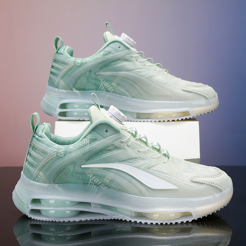 Men's Shoes Breathable Mesh Casual Sports Shoes Rotating Button Air Cushion Soft Bottom Luminous Dad