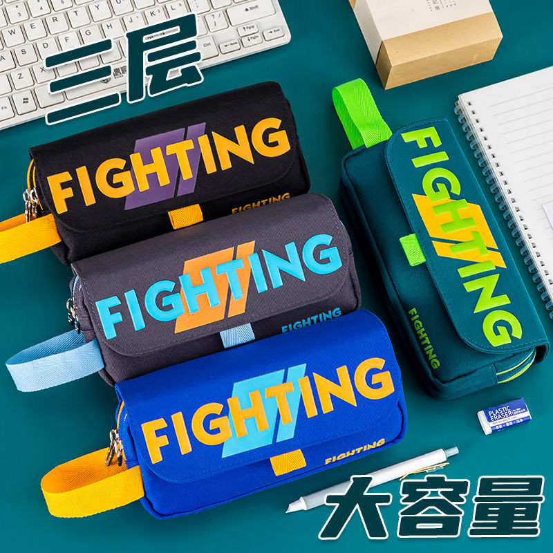 

Tas Pensil Anak Laki-Laki Keren dan Tampan Kotak Pensil Kapasitas Besar Tas Alat Tulis Kanvas Tahan