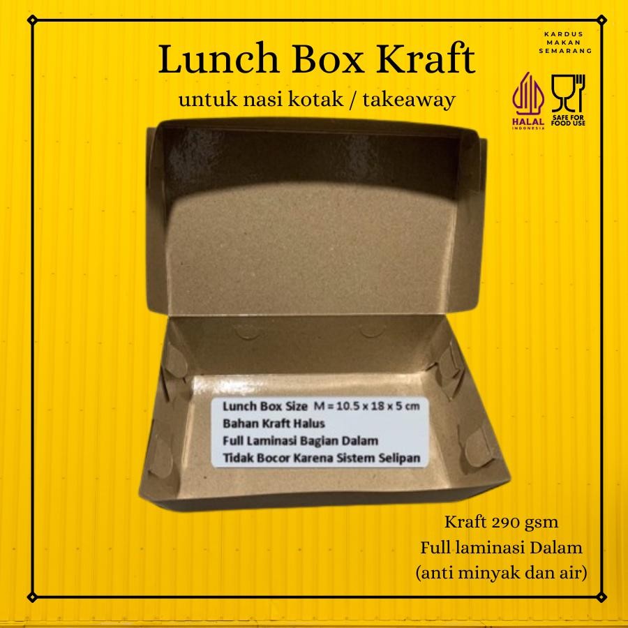 

(100 Lembar) Paper Lunch Box M (18X11X5) - Dus Kraft Medium Full Laminasi Anti Air Dos Makan Isi 100 Ongkir Hemat Cuma 1 Kg