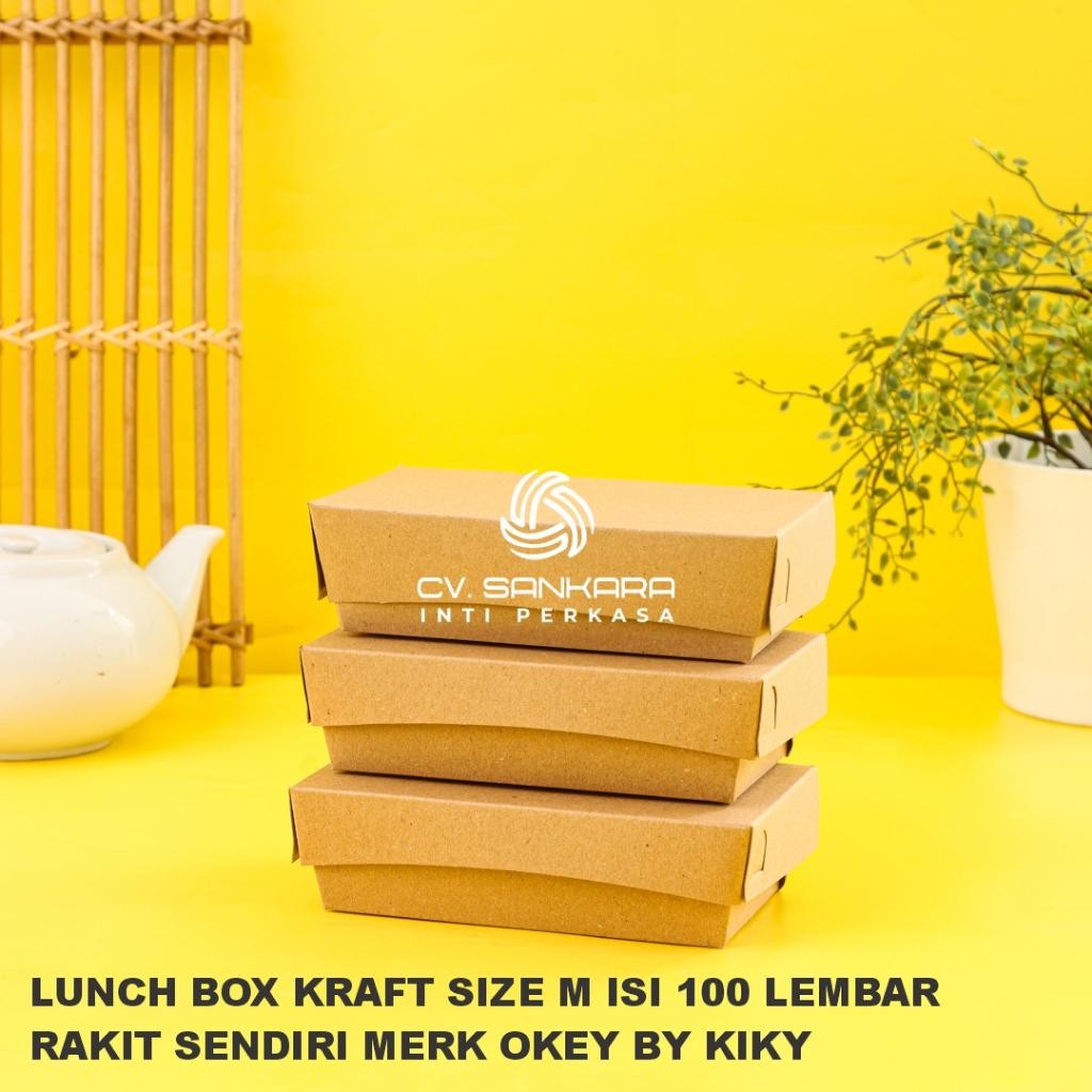 

(Ik-45) [Isi 100] Lunch Box M Okey Kraft Paper Lunch Box Rakit Kraft Coklat M Okey Warna Coklat Per 100 Lmbar Lunch Box Coklat