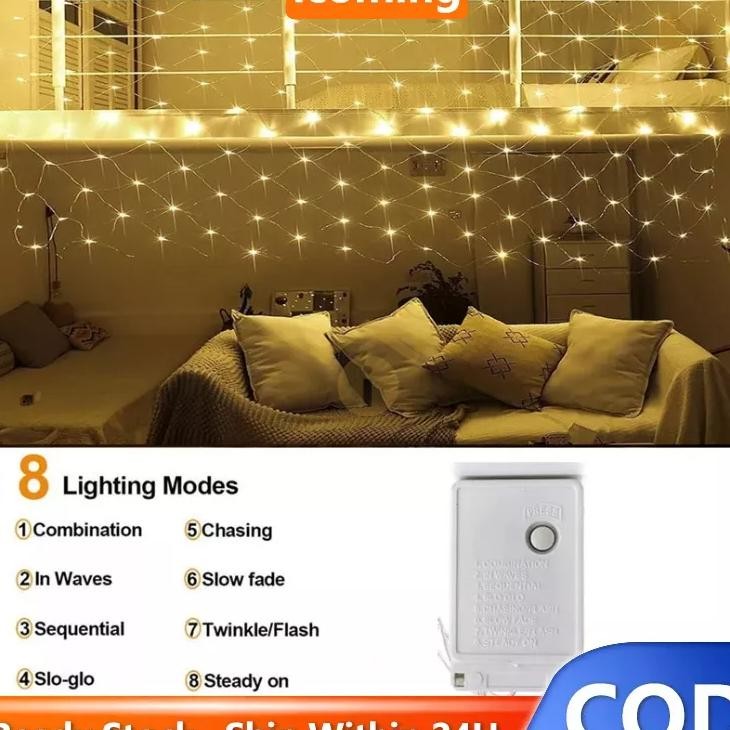Codlampu Jaring Lampu Natal Led Putih Hangat Dan Lampu Tumblr Warnawarni Lampu Jaring Dekorasi Taman