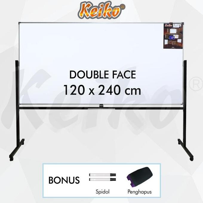 

Siap Kirim Keiko Whiteboard Standing Double Face 120x240cm - Papan Tulis Dua Sisi