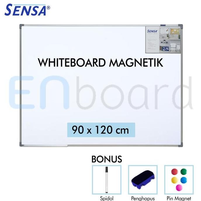 

Siap Kirim Whiteboard Gantung Magnet Single Face Sensa 90x120cm - Papan Tulis Tempel Kuat