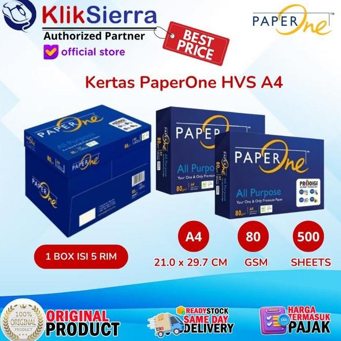 

Siap Kirim Kertas PaperOne 80gr A4/F4/A3 HVS Putih HD Print 1Rim 500 Lembar - Original