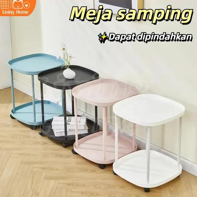 LivingHome Meja Kopi Seluler / Rak Makanan Ringan / Meja Samping Sofa Dengan Roda /Rak Penyimpanan D