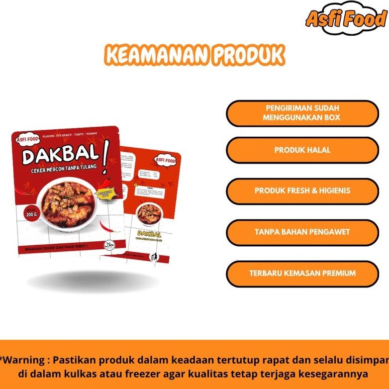 

Asfi Food - Dakbal Ceker Mercon Tanpa Tulang 200Gram Terbaru