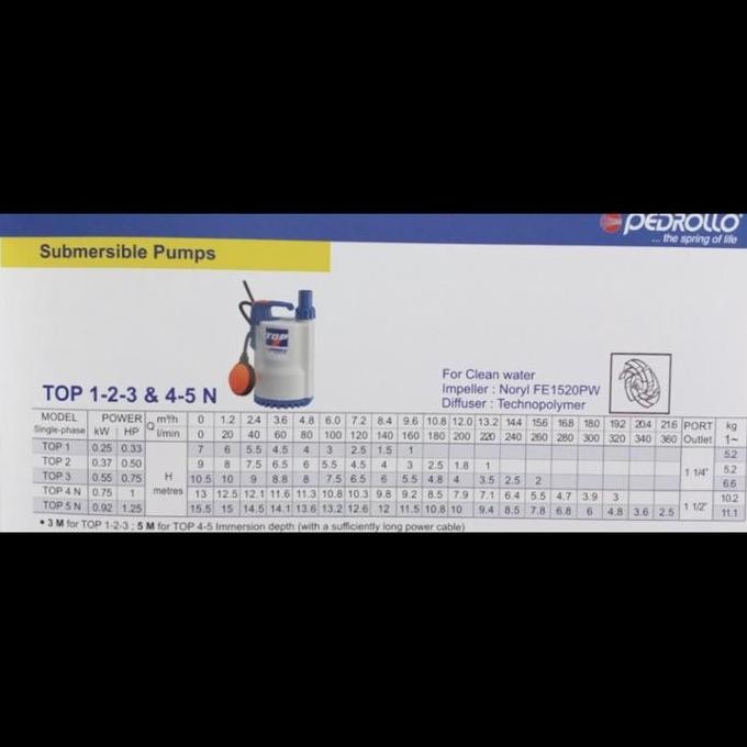 Submersible Pump Pedrollo Top M2