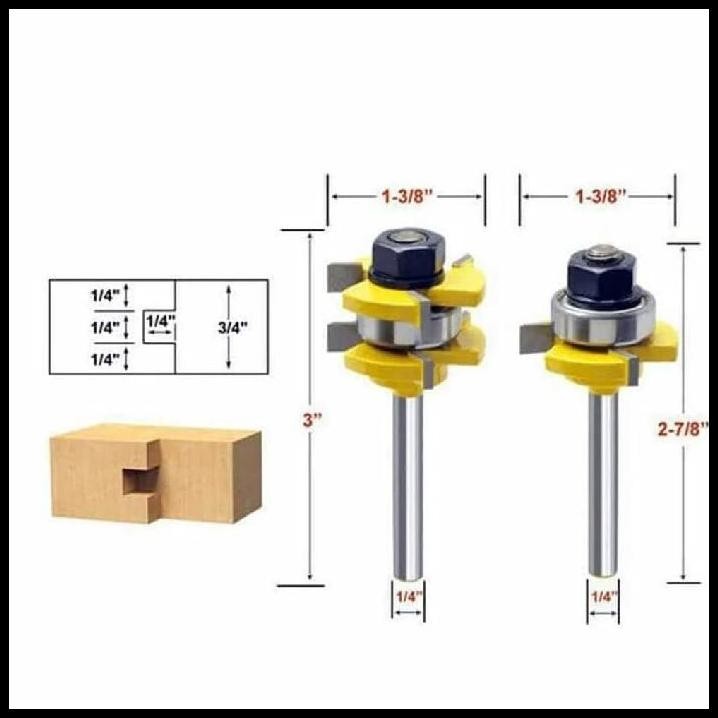 Mata profil Tongue & Groove Panel Pintu jendela / router bit set