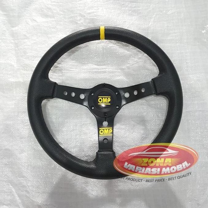 STIR STEER SETIR RACING MOBIL UNIVERSAL 14 INCH PALANG 3 OMP HITAM CAR ORIGINAL DAN TERPERCAYA