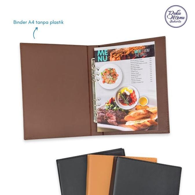 

Tersedia Buku Menu Kulit Ring Binder 6 Lubang A4 Hitam Coklat Muda Tua