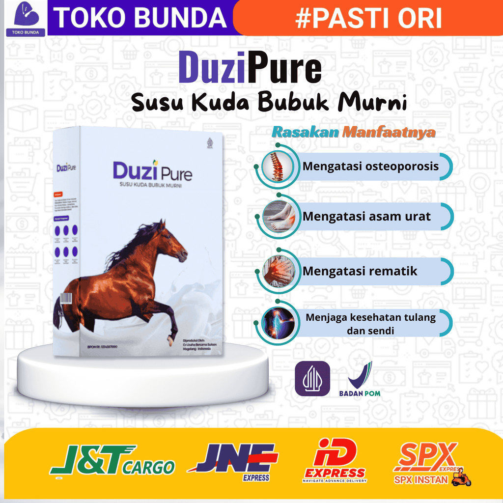 

DuziPure Susu Kuda Bubuk Murni 200g - Susu Herbal Kayu Manis, Jahe, Temulawak, Daun Sereh, Halal BPOM
